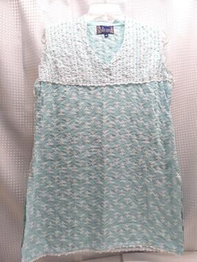 Seven Seas Indian  Kurti Tunic,38,Aqua With Embroidery Material Over All